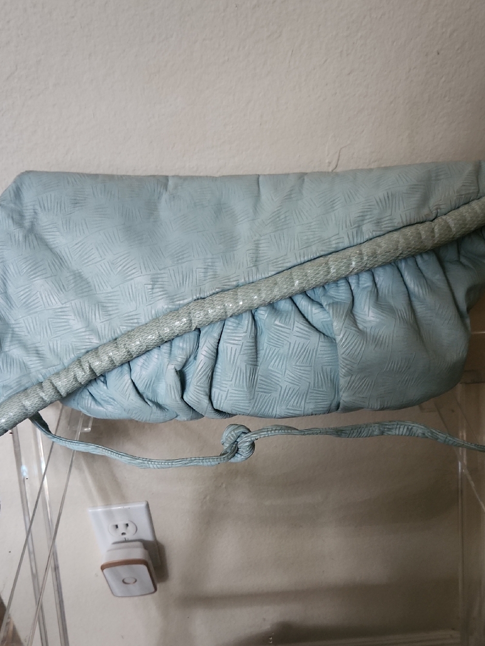 Josef Rose Originals Snake Trimming Quilted Light Blue Shoulder Bag Or Crossbody